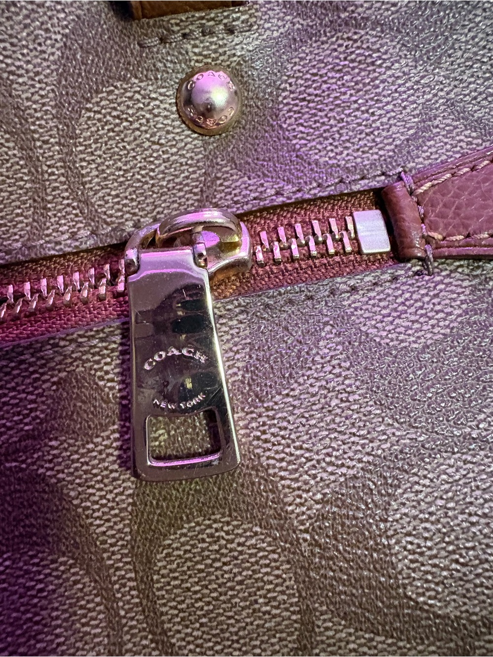 Coach Brown Signature Leather Shoulder Tote - Picture 10 of 11